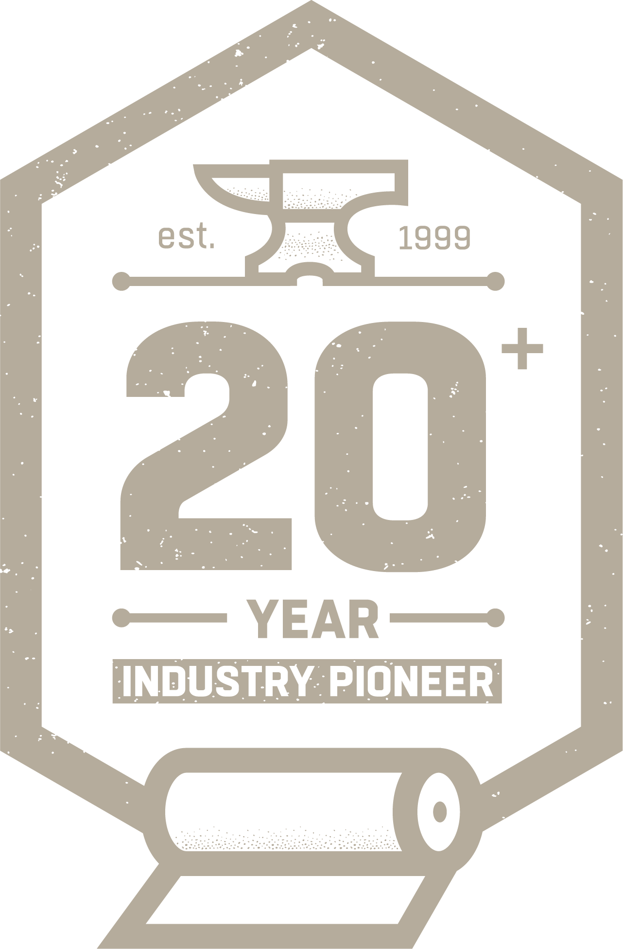 Icon saying: established 1999 20 year industry pioneer