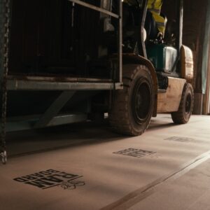 forklift driving over ram board