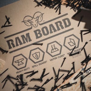 Ram board floor protection covered in loose screws