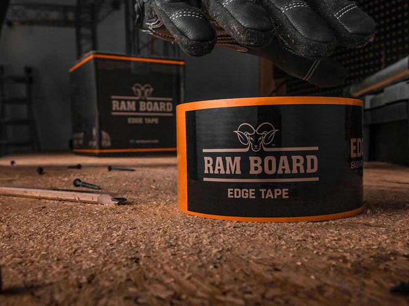 Closeup of ramboard edge tape