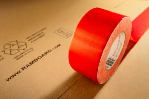 Close up view of a roll of red Pro tape duct tape