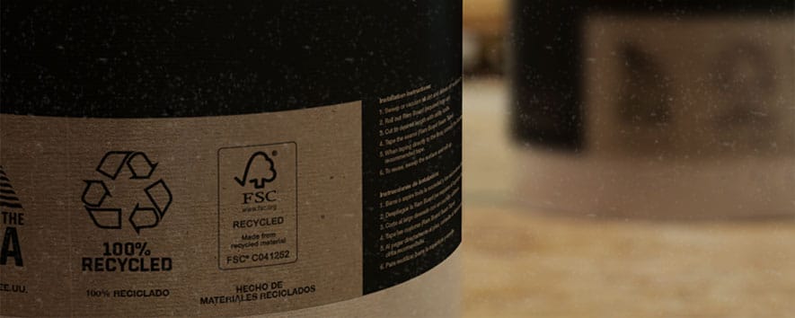 Logotipo certificado FSC en un rollo de protección de piso Ram Board