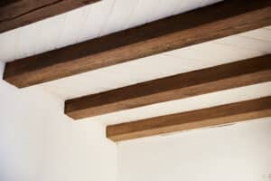 Exposed wood beams