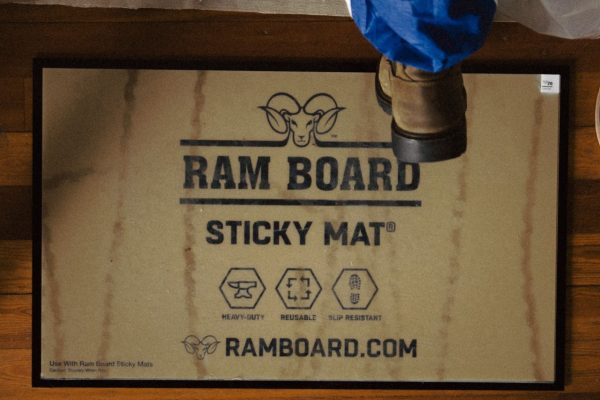 walking over ram board sticky mat