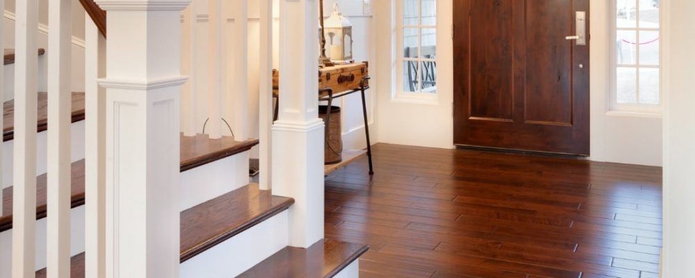 Interior of a home with wood flooring and stairs